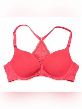 Victoria’s Secret Push-Up Racerback Bra Coral Pink Lace Back 32B